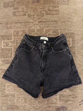 Abercrombie & Fitch Washed Black High-Rise Denim Shorts